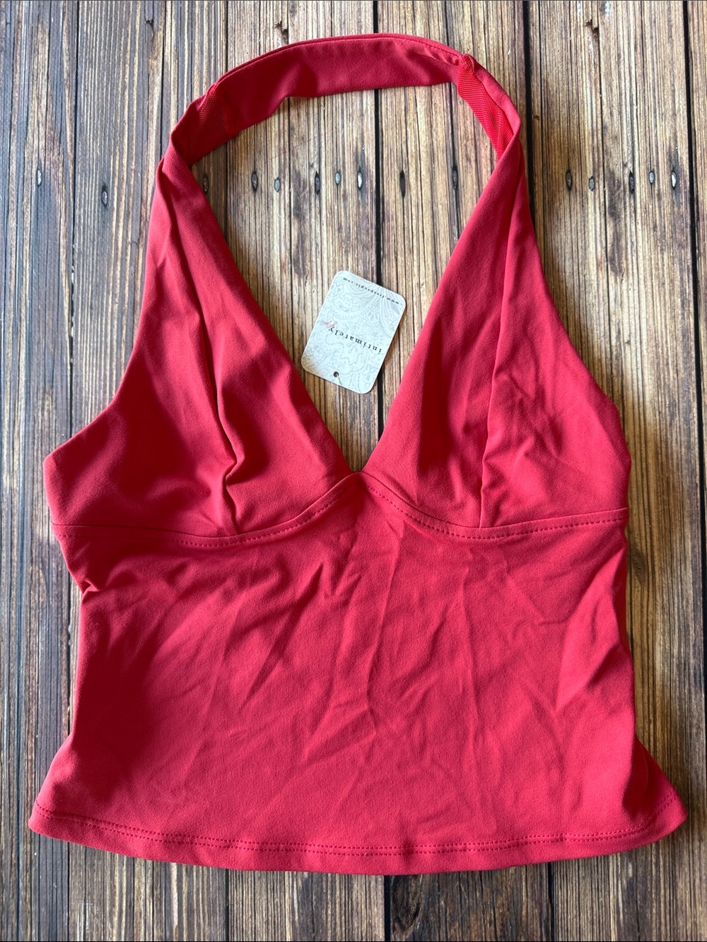 NWT Free People Red Halter Crop Tank XS